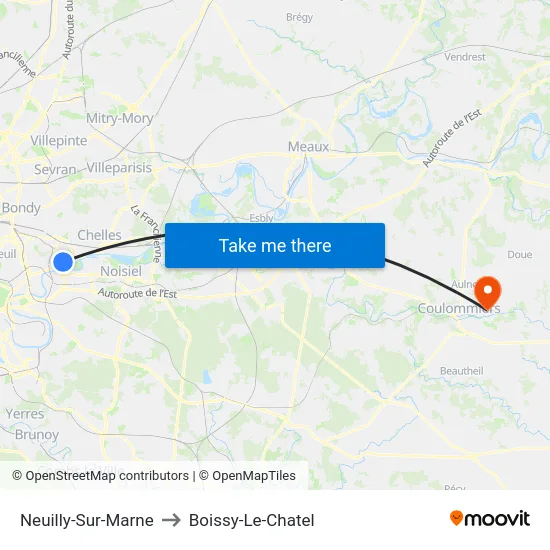 Neuilly-Sur-Marne to Boissy-Le-Chatel map