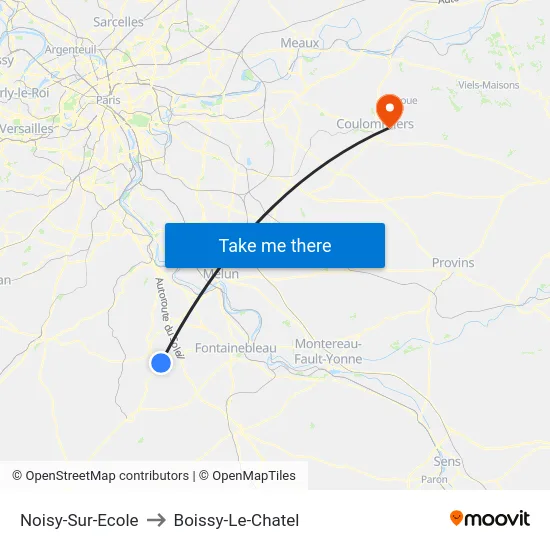 Noisy-Sur-Ecole to Boissy-Le-Chatel map