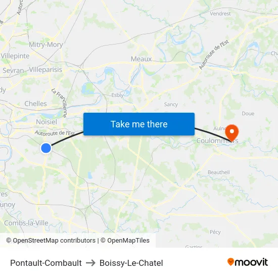 Pontault-Combault to Boissy-Le-Chatel map