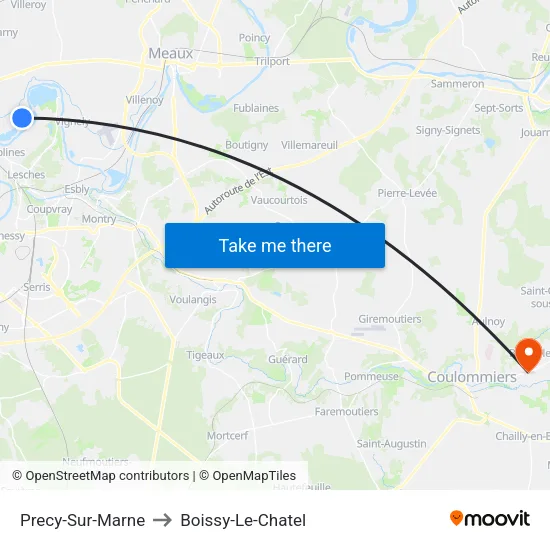 Precy-Sur-Marne to Boissy-Le-Chatel map