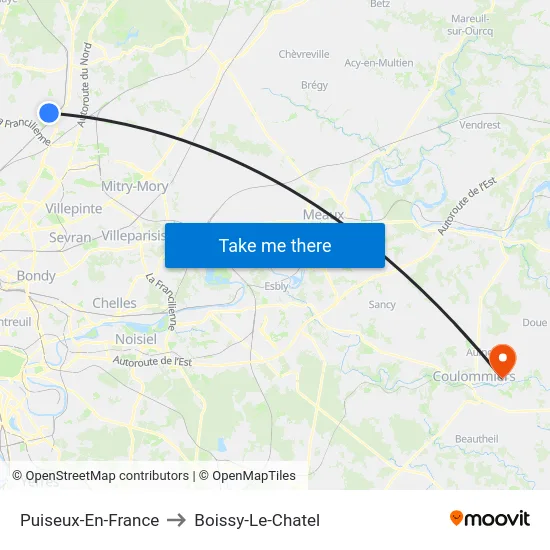 Puiseux-En-France to Boissy-Le-Chatel map