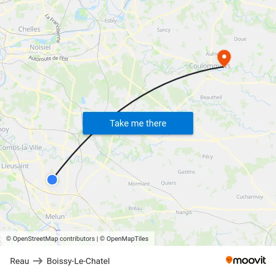 Reau to Boissy-Le-Chatel map
