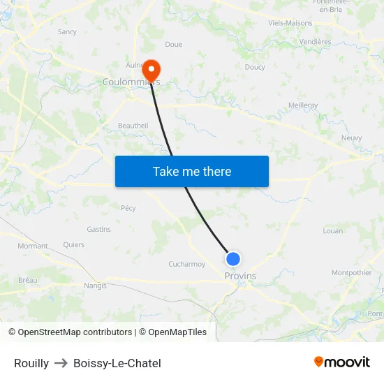 Rouilly to Boissy-Le-Chatel map