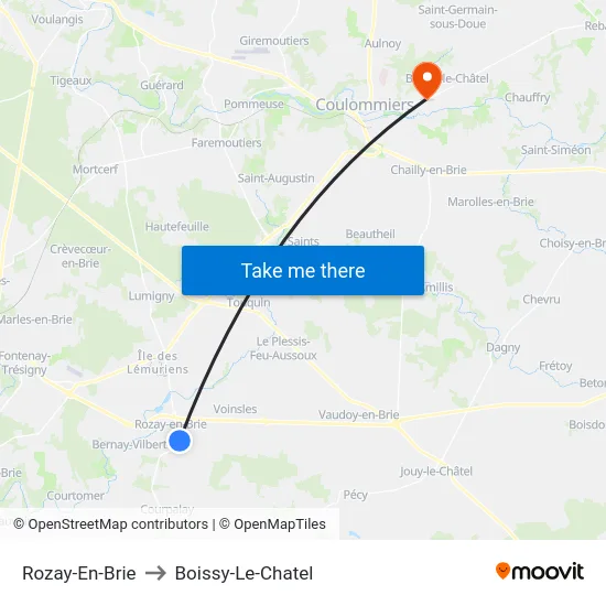 Rozay-En-Brie to Boissy-Le-Chatel map