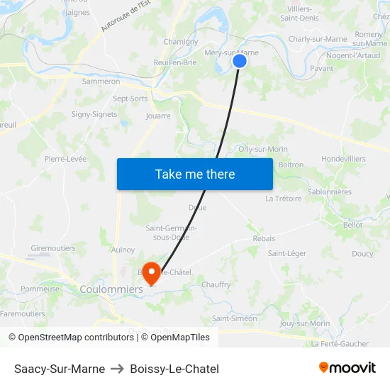 Saacy-Sur-Marne to Boissy-Le-Chatel map