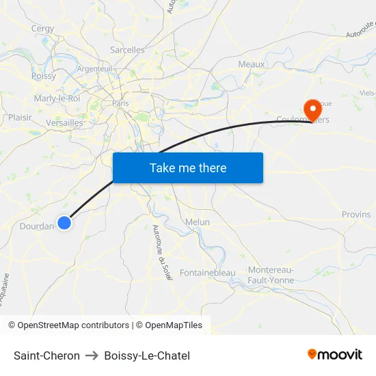 Saint-Cheron to Boissy-Le-Chatel map