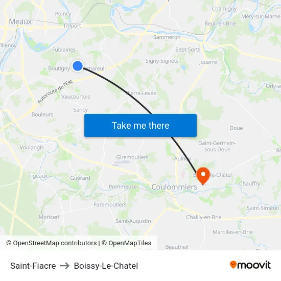 Saint-Fiacre to Boissy-Le-Chatel map
