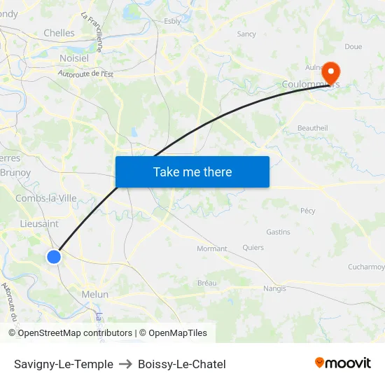 Savigny-Le-Temple to Boissy-Le-Chatel map