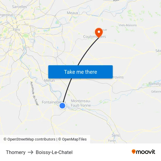 Thomery to Boissy-Le-Chatel map