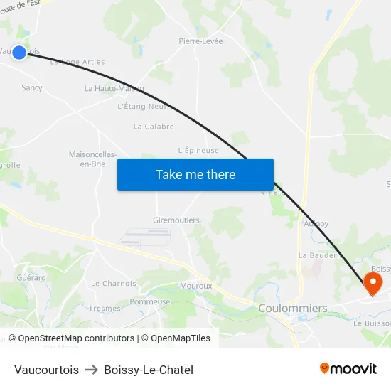 Vaucourtois to Boissy-Le-Chatel map