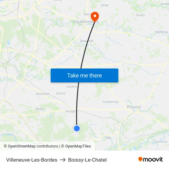 Villeneuve-Les-Bordes to Boissy-Le-Chatel map