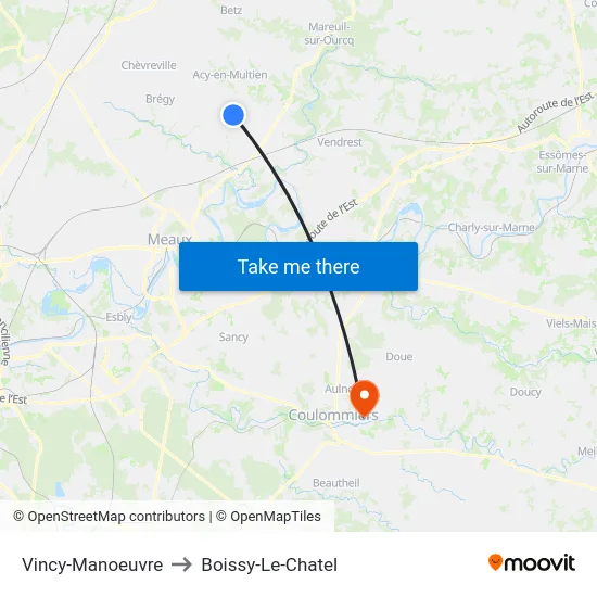 Vincy-Manoeuvre to Boissy-Le-Chatel map