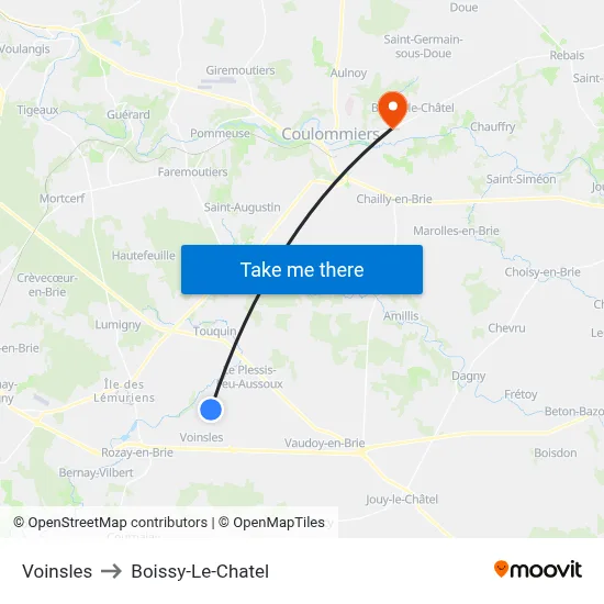 Voinsles to Boissy-Le-Chatel map