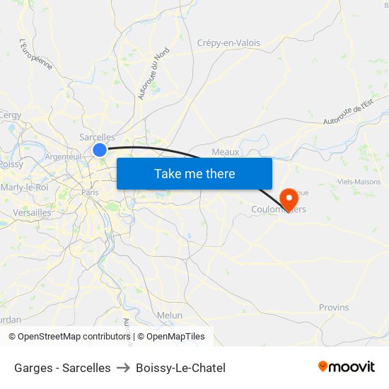 Garges - Sarcelles to Boissy-Le-Chatel map