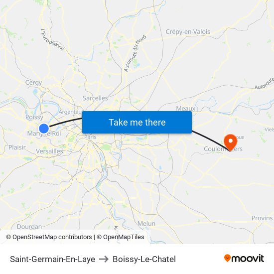 Saint-Germain-En-Laye to Boissy-Le-Chatel map