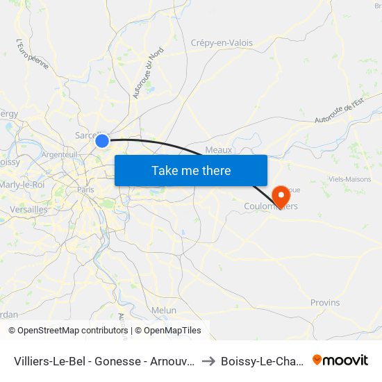 Villiers-Le-Bel - Gonesse - Arnouville to Boissy-Le-Chatel map