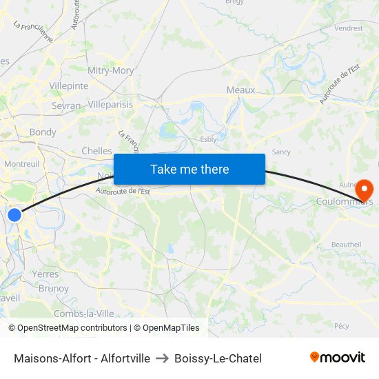 Maisons-Alfort - Alfortville to Boissy-Le-Chatel map