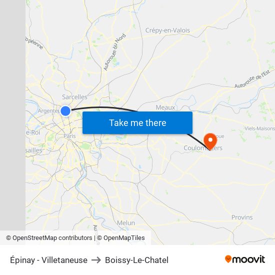 Épinay - Villetaneuse to Boissy-Le-Chatel map