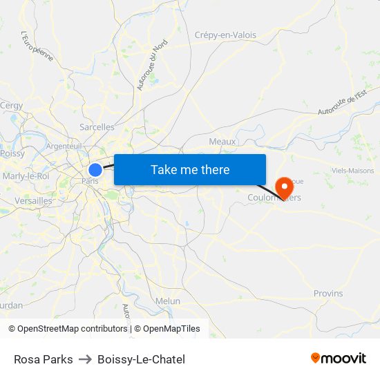 Rosa Parks to Boissy-Le-Chatel map