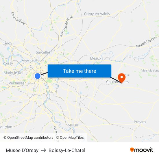 Musée D'Orsay to Boissy-Le-Chatel map