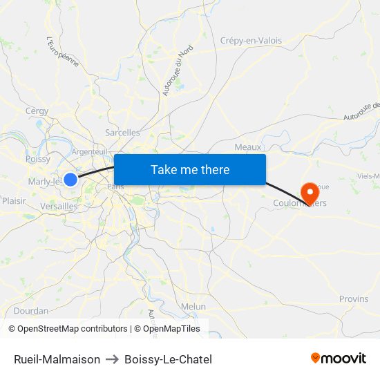 Rueil-Malmaison to Boissy-Le-Chatel map