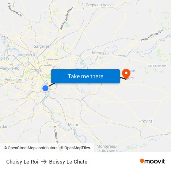 Choisy-Le-Roi to Boissy-Le-Chatel map