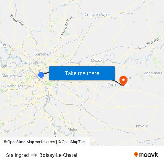 Stalingrad to Boissy-Le-Chatel map