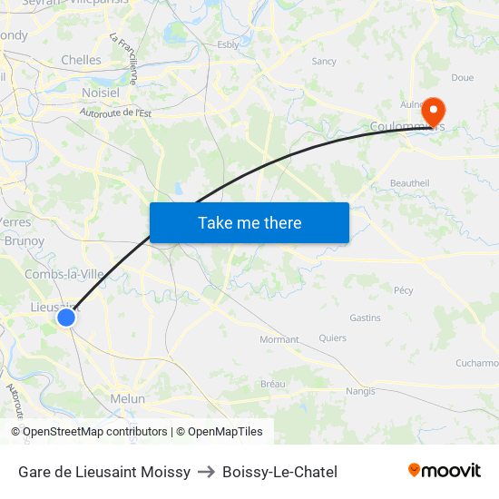 Gare de Lieusaint Moissy to Boissy-Le-Chatel map