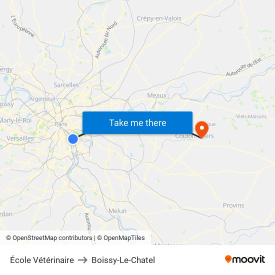 École Vétérinaire to Boissy-Le-Chatel map