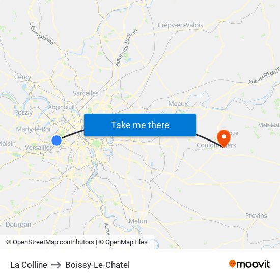 La Colline to Boissy-Le-Chatel map