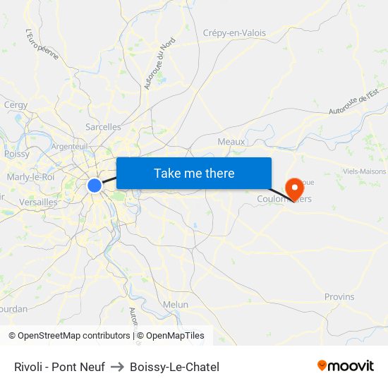 Rivoli - Pont Neuf to Boissy-Le-Chatel map