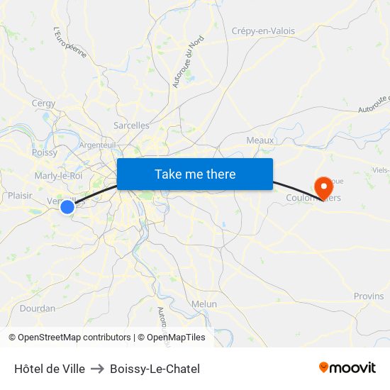 Hôtel de Ville to Boissy-Le-Chatel map