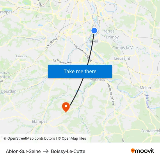 Ablon-Sur-Seine to Boissy-Le-Cutte map