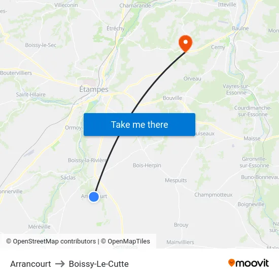 Arrancourt to Boissy-Le-Cutte map