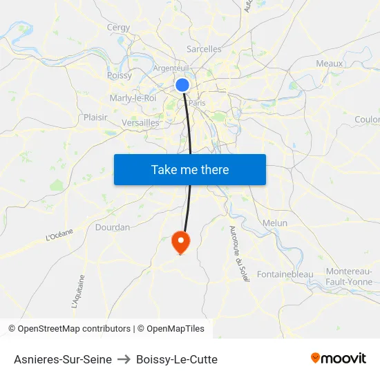 Asnieres-Sur-Seine to Boissy-Le-Cutte map