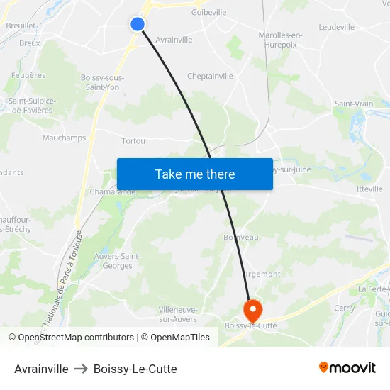 Avrainville to Boissy-Le-Cutte map