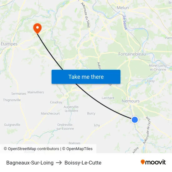 Bagneaux-Sur-Loing to Boissy-Le-Cutte map