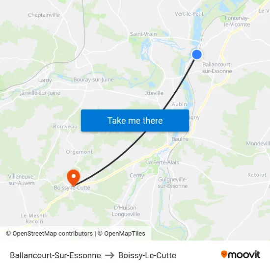 Ballancourt-Sur-Essonne to Boissy-Le-Cutte map