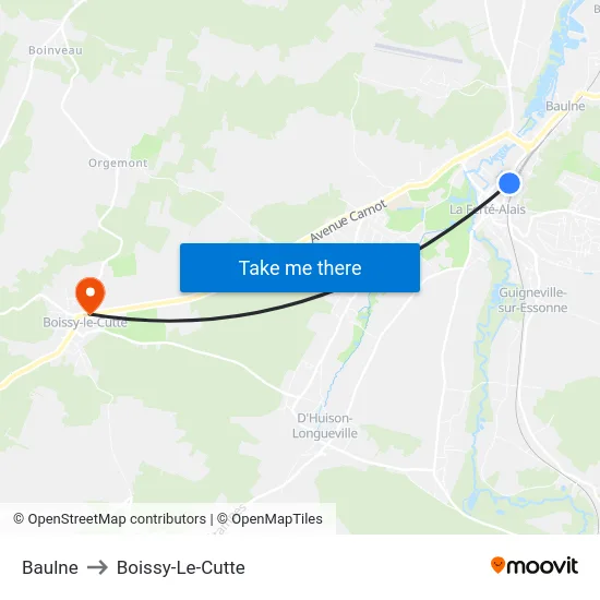 Baulne to Boissy-Le-Cutte map