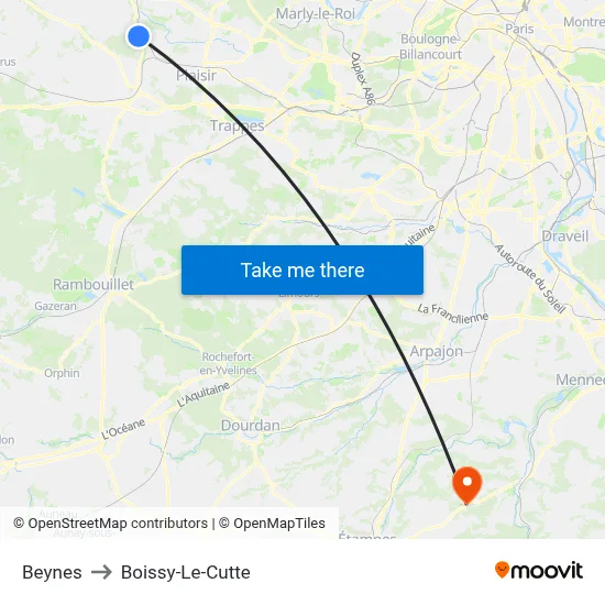 Beynes to Boissy-Le-Cutte map