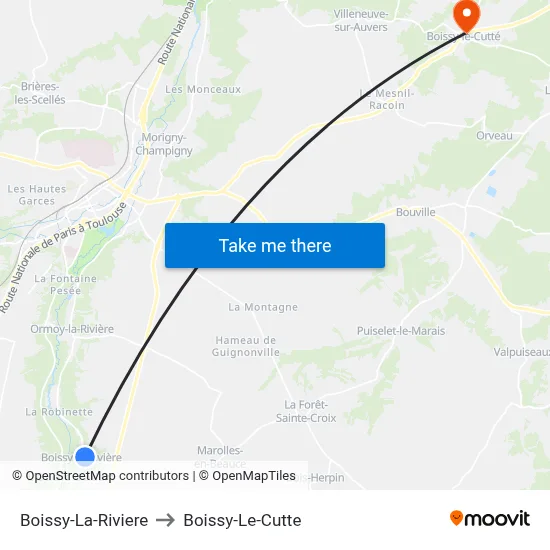 Boissy-La-Riviere to Boissy-Le-Cutte map