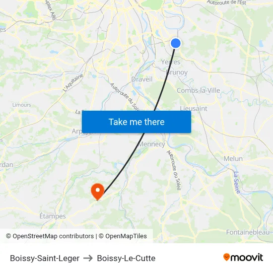 Boissy-Saint-Leger to Boissy-Le-Cutte map