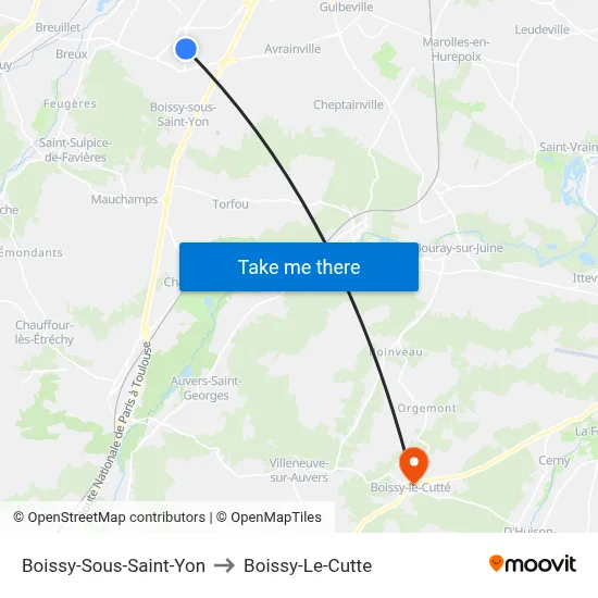 Boissy-Sous-Saint-Yon to Boissy-Le-Cutte map