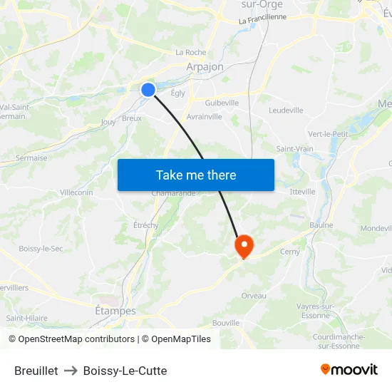 Breuillet to Boissy-Le-Cutte map