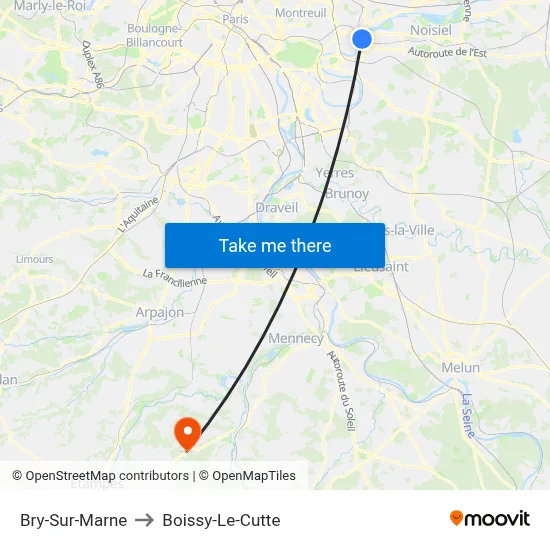 Bry-Sur-Marne to Boissy-Le-Cutte map