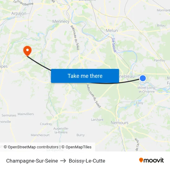 Champagne-Sur-Seine to Boissy-Le-Cutte map