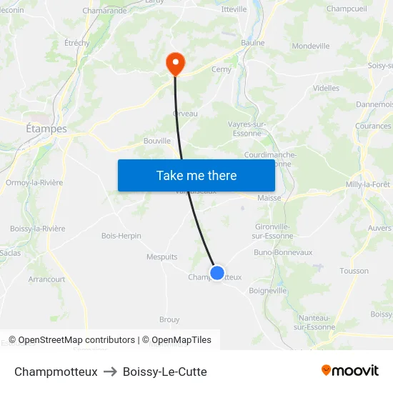 Champmotteux to Boissy-Le-Cutte map