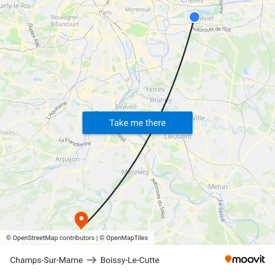 Champs-Sur-Marne to Boissy-Le-Cutte map