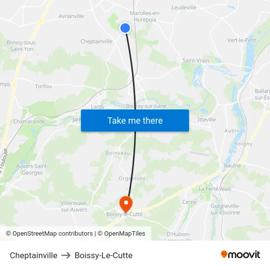 Cheptainville to Boissy-Le-Cutte map