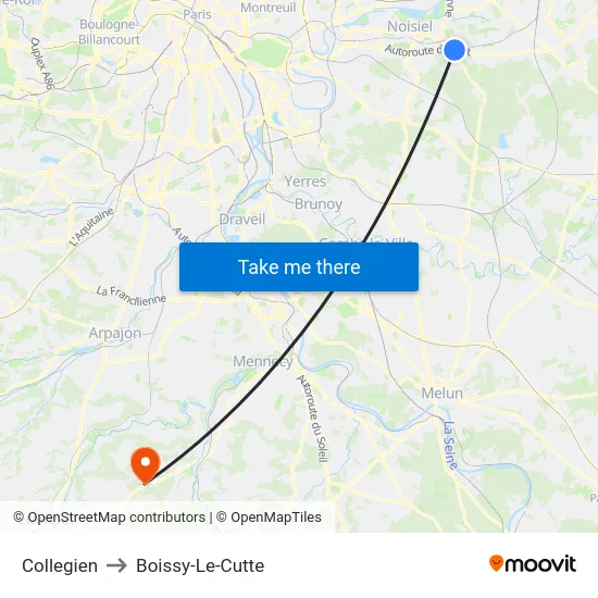 Collegien to Boissy-Le-Cutte map